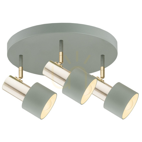 Kontrollera ARGON Doria 6007 taklampa, salviegrön struktur med mässingsdetaljer, 3 x E27