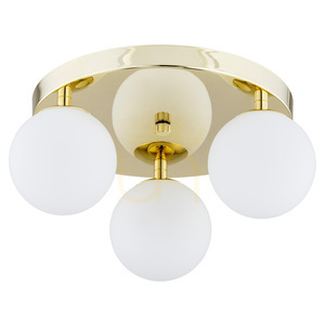 Plafond Argon FLAVIO 1413 mässing, 3 vita klot av opalglas, 3xE14 IP44, 34 cm small 0