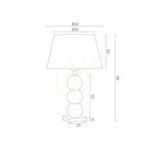 Argon FUDŻI bordslampa svart krom glas tygskärm E27 55 cm 3622 small 3