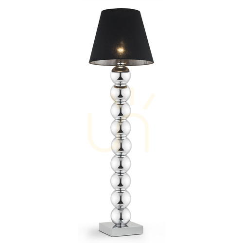 Kontrollera Golvlampa ARGON Fudżi svart 3657 E27 glas krom IP20