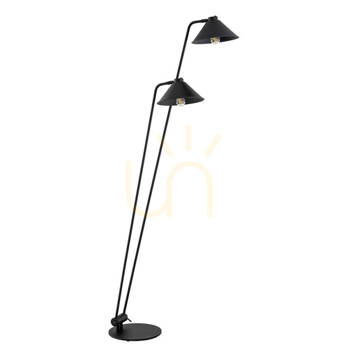 Kontrollera Argon GABIAN golvlampa strukturvart stål 2x E27 168 cm justerbar 7075