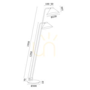 Argon GABIAN golvlampa strukturvart stål 2x E27 168 cm justerbar 7075 small 5
