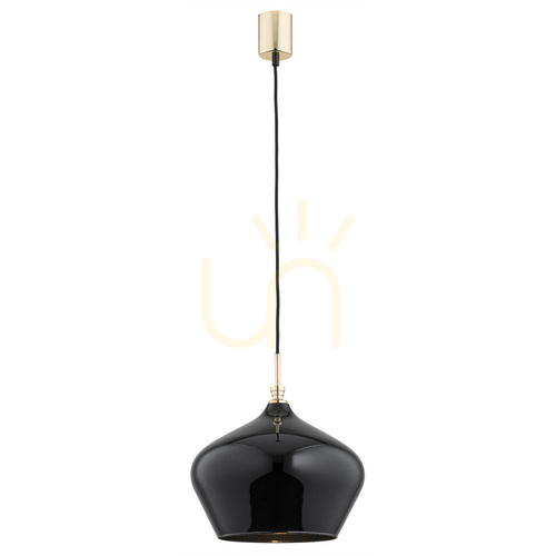 Kontrollera ARGON IRUN 4278 pendellampa – svart glas och mässingspläterade detaljer