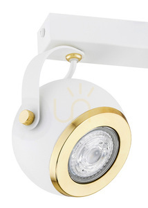 Plafond Argon KOS PLUS 7038 vit med mässingspläterade detaljer 2×GU10 small 2