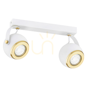 Plafond Argon KOS PLUS 7038 vit med mässingspläterade detaljer 2×GU10 small 0