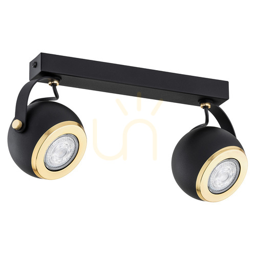 Kontrollera Argon KOS PLUS 7039 svart taklampa med mässingspläterade detaljer, 2×GU10, 2×5 W