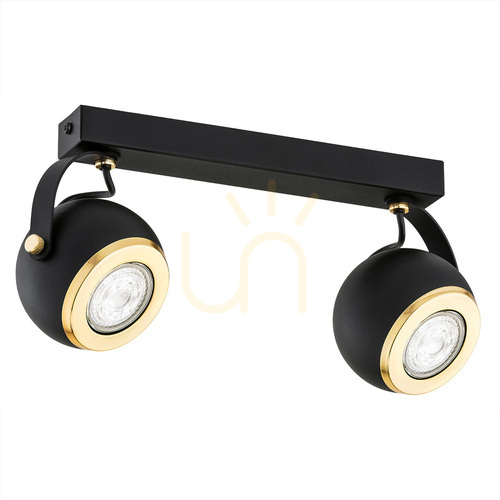 Kontrollera Argon KOS PLUS 7039 svart taklampa med mässingspläterade detaljer, 2×GU10, 2×5 W