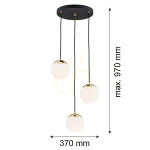 Taklampa Argon LIVIA 1417 IP44 svart mässing 3xE14 small 1