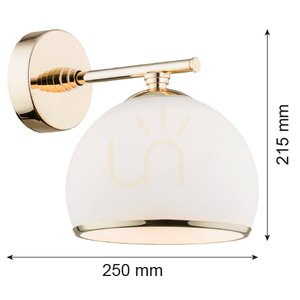 Argon MARBELLA 4255 vägglampa, matt opal/mässing, E27 15 W small 2