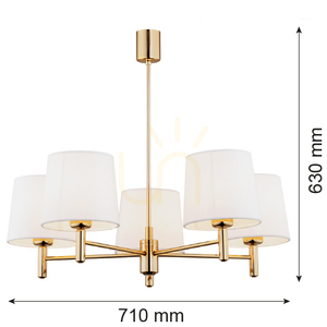 ARGON Ponte Plus 2106 krämfärgad/mörk mässing, 5-armad E27 ljuskrona small 6