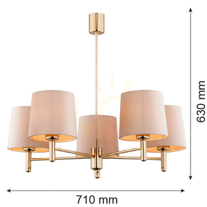 Ljuskrona ARGON Ponte Plus 2105 beige mörk mässing 5-ljus E27 small 5