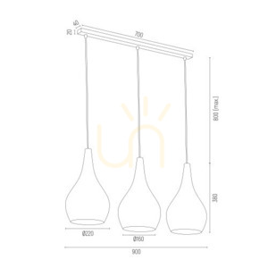 Pendellampa ARGON SANTANA mässing transparent 3xE27 IP20 1444 small 1