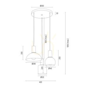 Pendellampa ARGON SINES blå mässing E27 4218 small 2