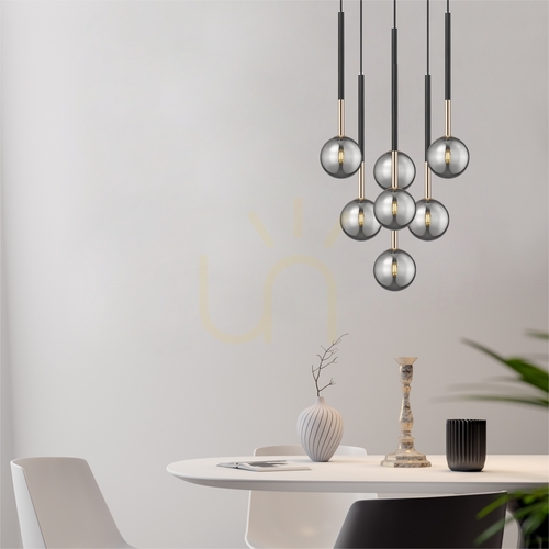 Kontrollera Pendellampa Zuma Line ARCTURUS P0574-07F-SDFZ 7×G9 46 cm svart-guld