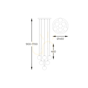 Pendellampa Zuma Line ARCTURUS P0574-07F-SDFZ 7×G9 46 cm svart-guld small 3