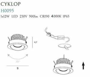 Infälld takspot Max Light CykloP H0095 4000K svart 12W IP65 Ø6 cm small 1