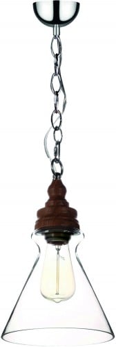 Kontrollera Britop Lighting Edvin taklampa, krom, trä, transparent, industriell stil, E14, 40 W