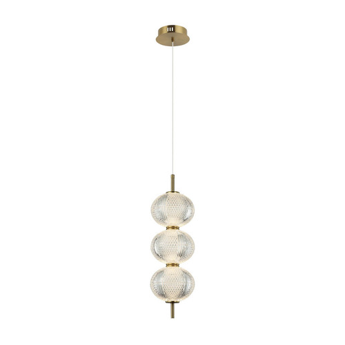 Kontrollera Pendellampa Italux Lazie LED 3-ljus mässing transparent PND-29038-3-GD
