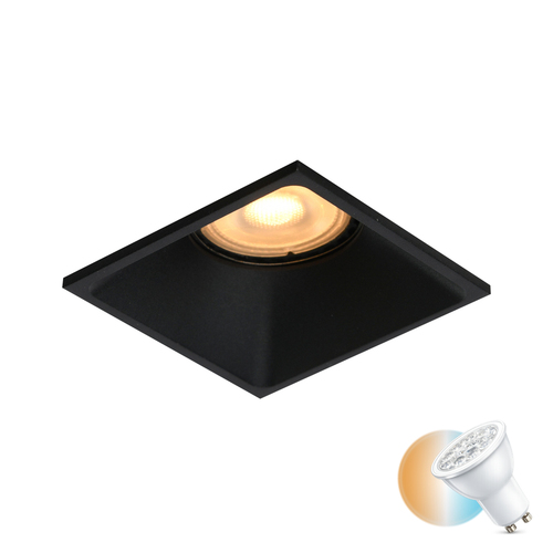 Kontrollera Infälld armatur Italux svart aluminium GU10 7,6 cm DL-61903C-BK