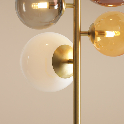 Kontrollera Golvlampa Aldex Bloom Multicolour 1111A40, mässing, färgade glaskupor, 4×G9