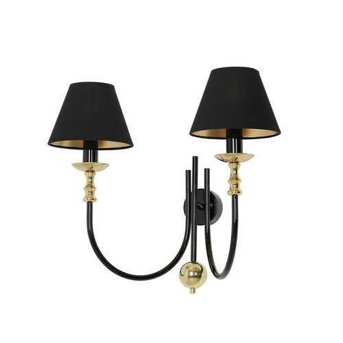 Kontrollera Vägglampa Aldex Roma 2 svart metall tyg 1118D1