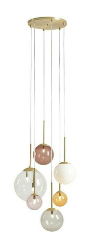 Kontrollera Pendant Light Aldex Bosso 6 ringar mässing glas 1119K40_R