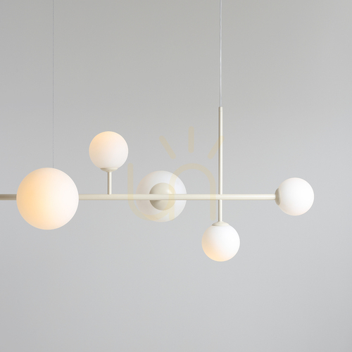 Kontrollera Takpendel Aldex Dione 6 Cream, cremefärgad, metall och glas, 1092K9