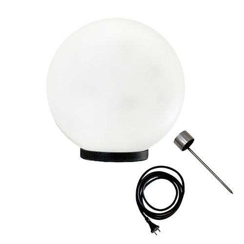 Kontrollera Trädgårdsboll vit glans - LUNA BALL 50 cm inklusive monteringssats, kabel 3m, spett - PREMIUM - UV