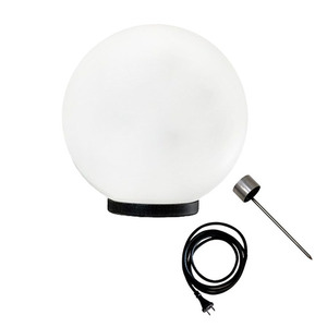 Glansvit trädgårdskula – LUNA BALL 50 cm, inklusive monteringssats, 3 meter kabel och jordspik – UV-beständig small 0