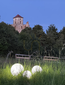 Glansvit trädgårdskula – LUNA BALL 50 cm, inklusive monteringssats, 3 meter kabel och jordspik – UV-beständig small 13