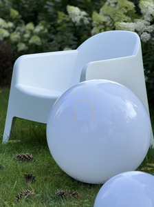 Glansvit trädgårdskula – LUNA BALL 50 cm, inklusive monteringssats, 3 meter kabel och jordspik – UV-beständig small 14