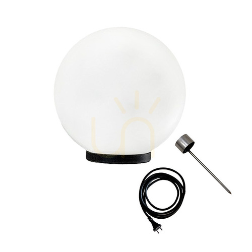 Kontrollera Glansvit trädgårdskula – LUNA BALL 50 cm, inklusive monteringssats, 3 meter kabel och jordspik – UV-beständig