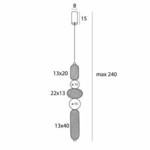 Pendellampa Max Light Bora P0592 svart/guld 22 cm small 2