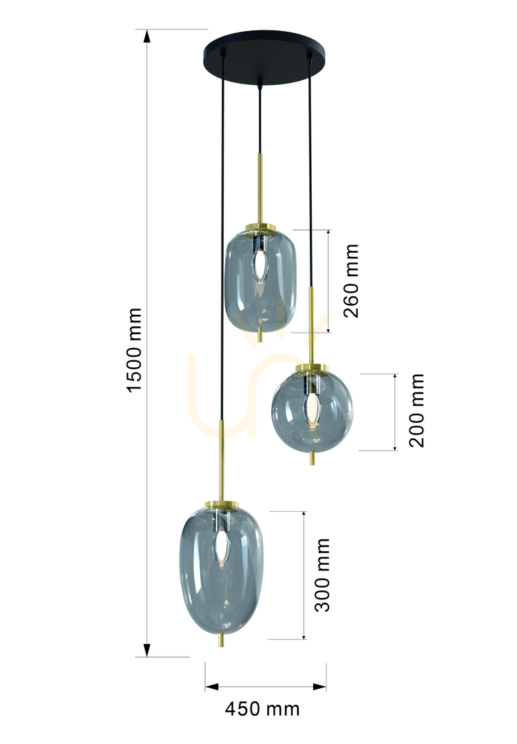 Display BELLEVILLE trippel taklampa - Aviano Premium BELLEVILLE trippel taklampa - Aviano Premium