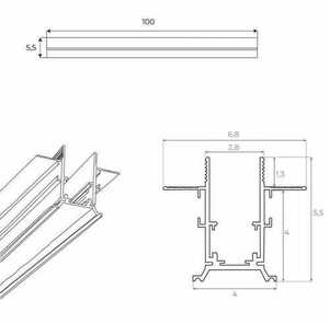 Infälld magnetskena Max Light MAX MT0006 svart aluminium 100 cm small 2