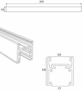 Magnetisk skenplatta Max Light MAX MT0012 svart aluminium 200 cm small 2