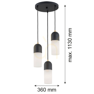 Taklampa Argon Burgos 3xE27 vit opal glas svart mässing 1467 small 2