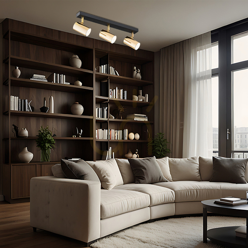 Kontrollera Plafond ARGON LAGOS 1474 mässing och svart struktur 3x GU10 IP20
