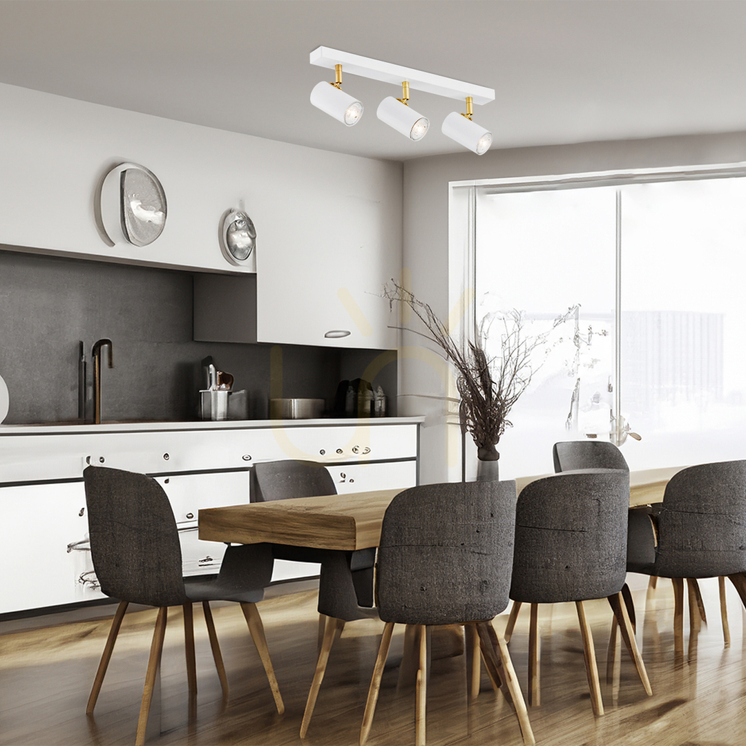Utsikt Plafond Argon Lagos Vit Matt Mässing 3xGU10 1475 Plafond Argon Lagos Vit Matt Mässing 3xGU10 1475