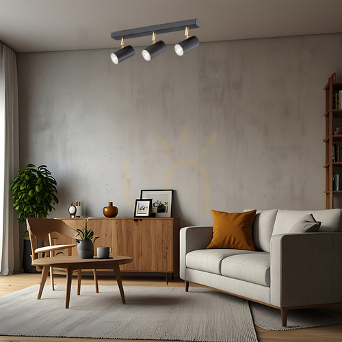 Kontrollera Plafond ARGON LAGOS 1476 svart matt mässing 3xGU10 IP20