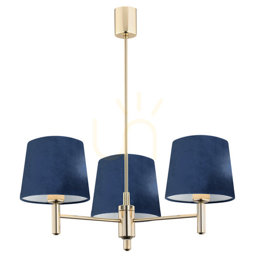 Kontrollera Pendellampa ARGON Ponte 1485 marinblå velour mörk mässing E27 3x15W