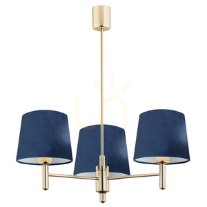 Pendellampa ARGON Ponte 1485 marinblå velour mörk mässing E27 3x15W small 0