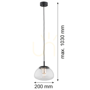 Pendellampa Argon Trini svart glas E27 IP20 4331 small 1