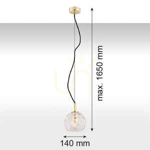 Pendellampa ARGON OVIEDO 4200 – klart kristallglas, mässingspläterat stål, 14 cm small 2