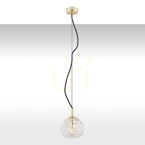 Pendellampa ARGON OVIEDO 4200 – klart kristallglas, mässingspläterat stål, 14 cm small 0
