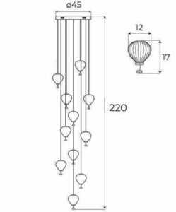 Pendant Light Max Light Palloncini P0526D 11-Light Chrome Glass White/Amber/Smoke small 8