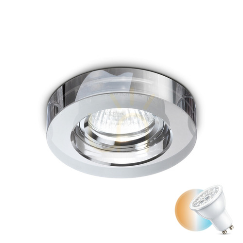 Kontrollera Infälld takarmatur Ideallux Blues 113982 rund krom GU10 9,5 cm