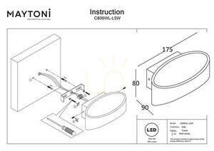 Maytoni Trame C806WL-L5W LED-vägglampa, vit oval, 6W 3000K small 5