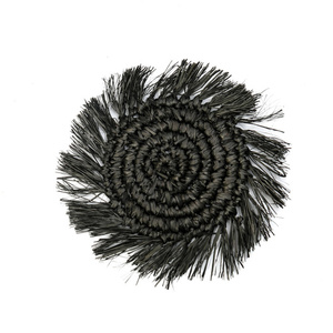 Bazar Bizar Fringe Raffia glasunderlägg med fransar, svart 16 cm small 0