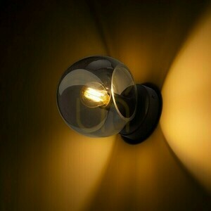 Utanpåliggande vägglampa Solaris Tonat glas/svart 230 V Led E14 7 W. small 3